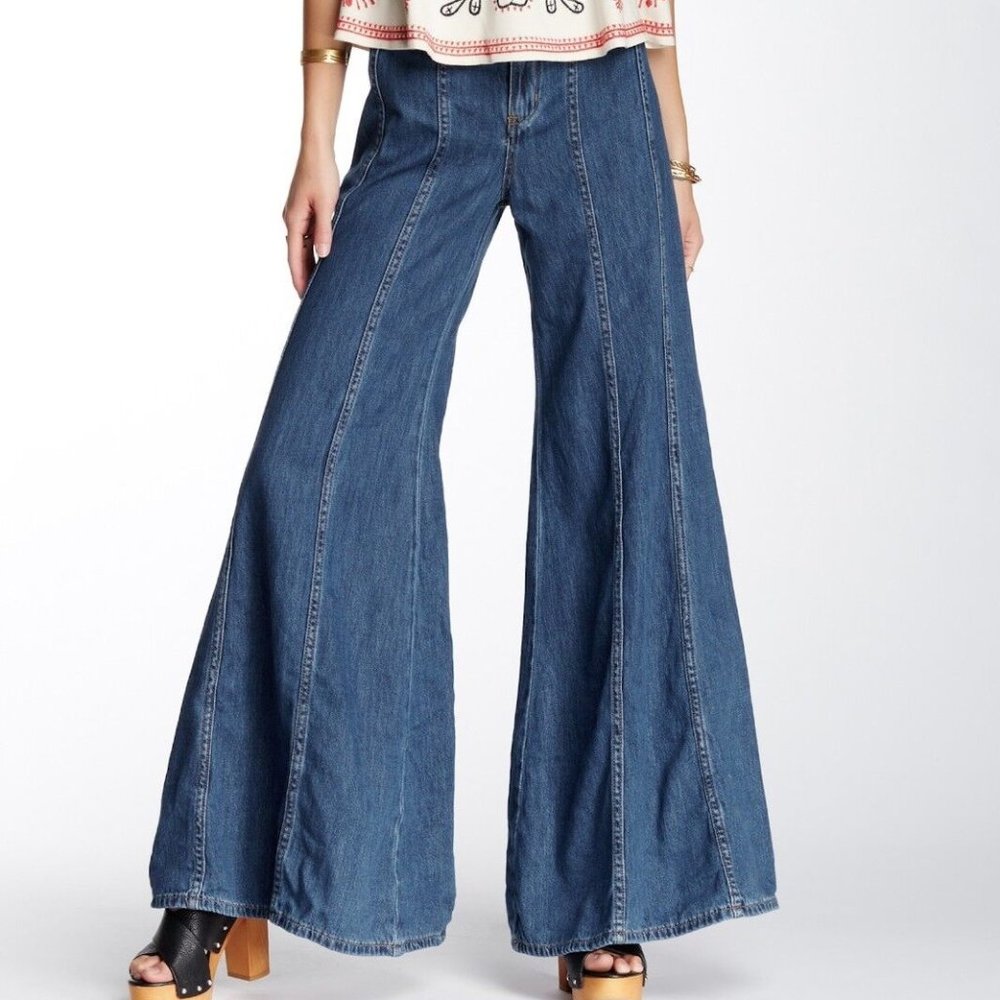 Free People Gilmore Wide Leg Denim Jeans - Picture 6 of 10